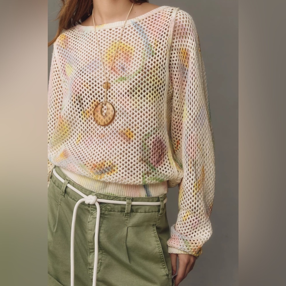 NWT Pilcro Mesh Stitch Crew-Neck Sweater - Picture 2 of 4